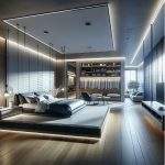 State-of-the-art master bedroom with minimalist design and king-size bed